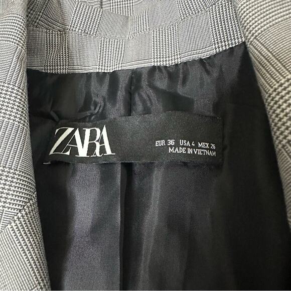 NWT Zara Femme Pied-De-Poule Blanc/Noir Plaid Blazer Size 4 $49.99 - Picture 8 of 12